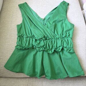 EXPRESS XS Green Sleeveless Ruffle Top
